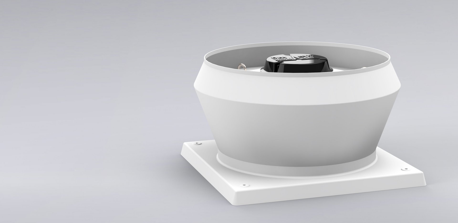 Takfläkt i plast med takmonteringsbas för frånluftsutsug från industribyggnader – Colasit