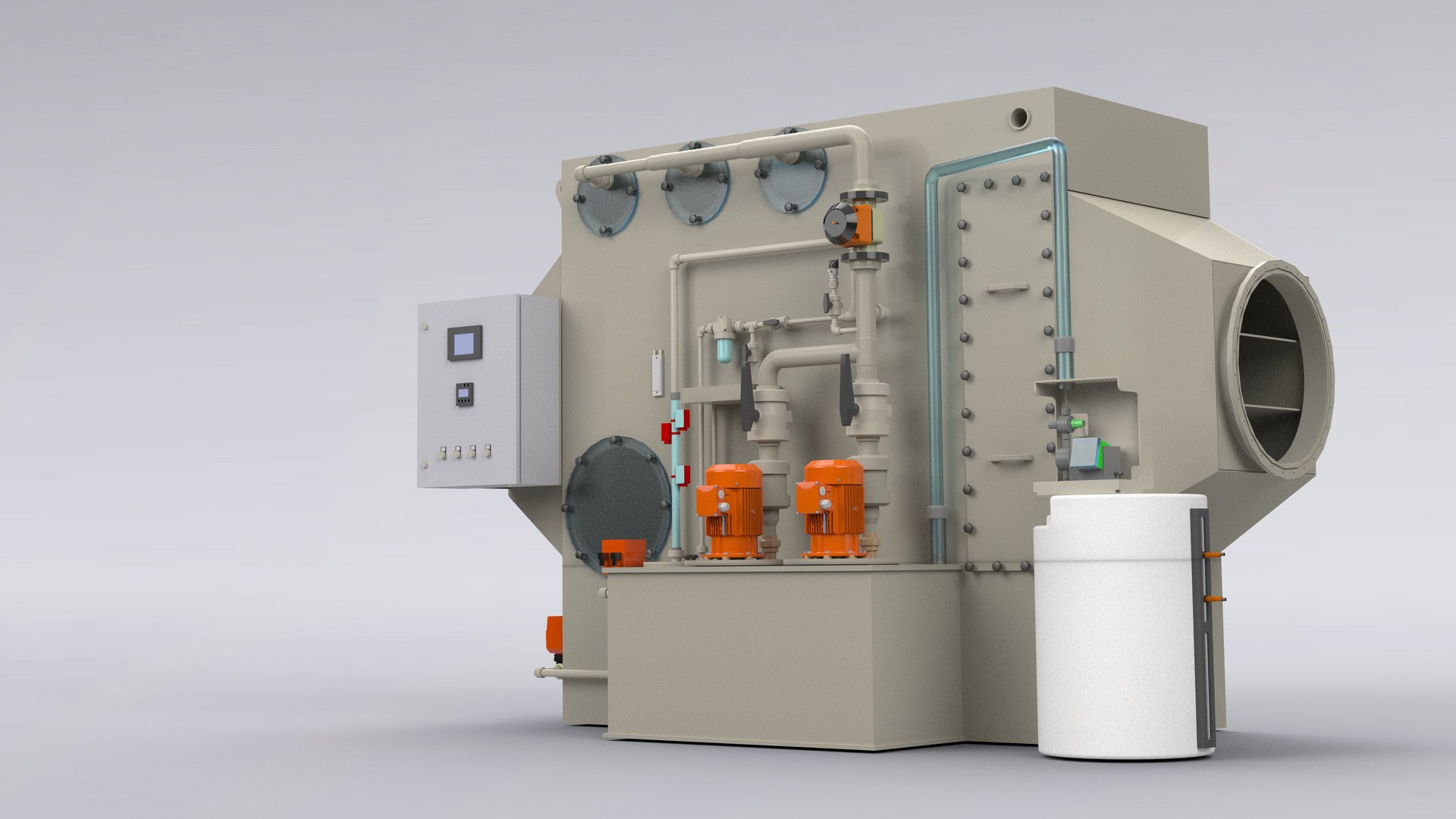 Tvärflödesskrubber, motströmsgasskrubber i plast för rening av frånluft – Colasit