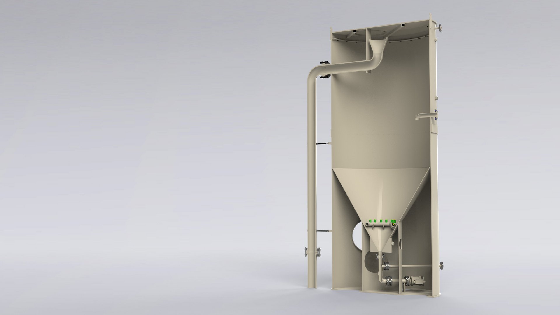 Silo av plast med konisk botten för kemiskt aggressiva medier – Colasit