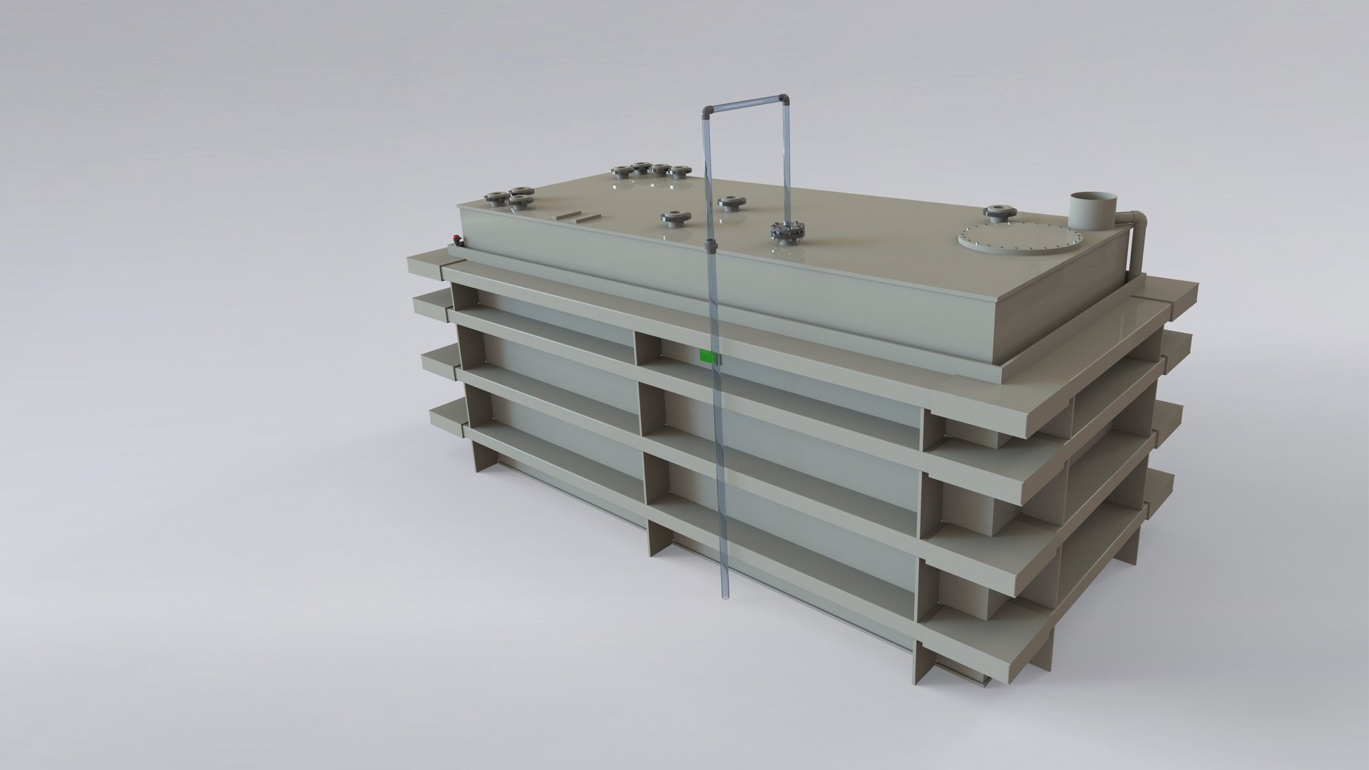 Rektangulär plastbehållare med skyddshölje och plastbeklädda stålprofiler – Colasit